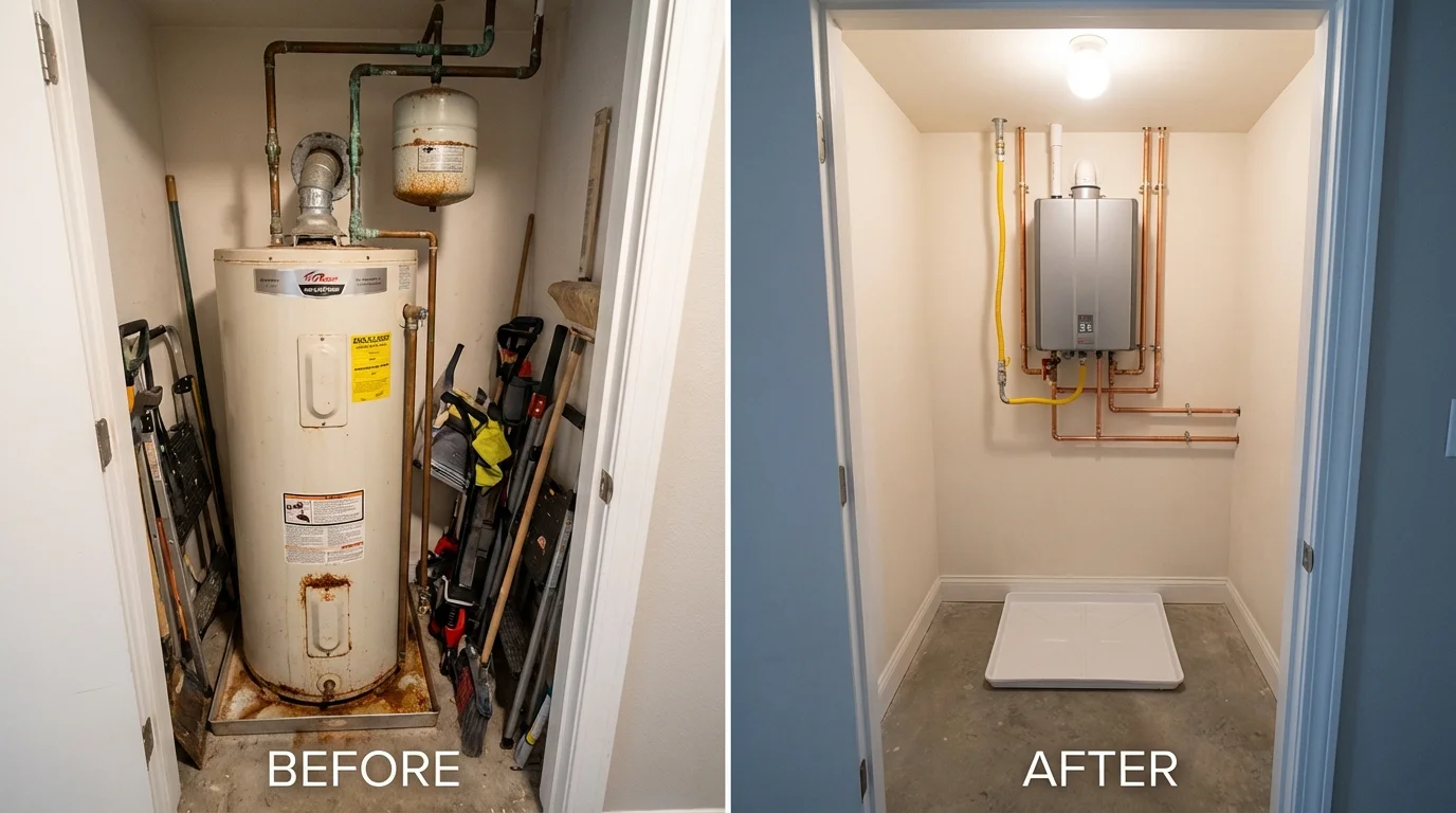 Tank water heater versus wall-mounted tankless unit comparison for Sonora, CA homeowners